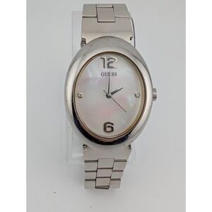 Guess Watch Women 34mm Silver Case MOP Dial 6" Band-‎ New Battery